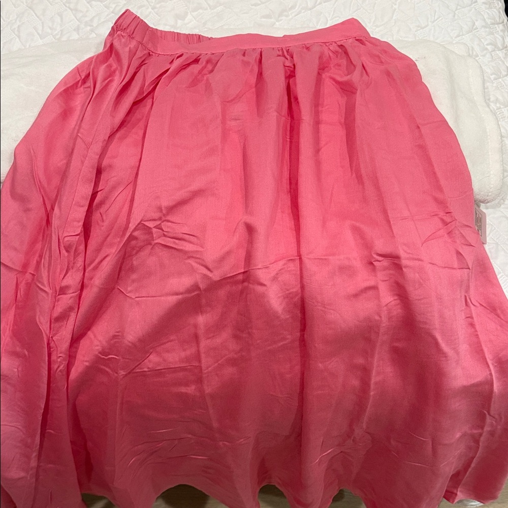 H&M Bright Pink Gathered Skater Skirt